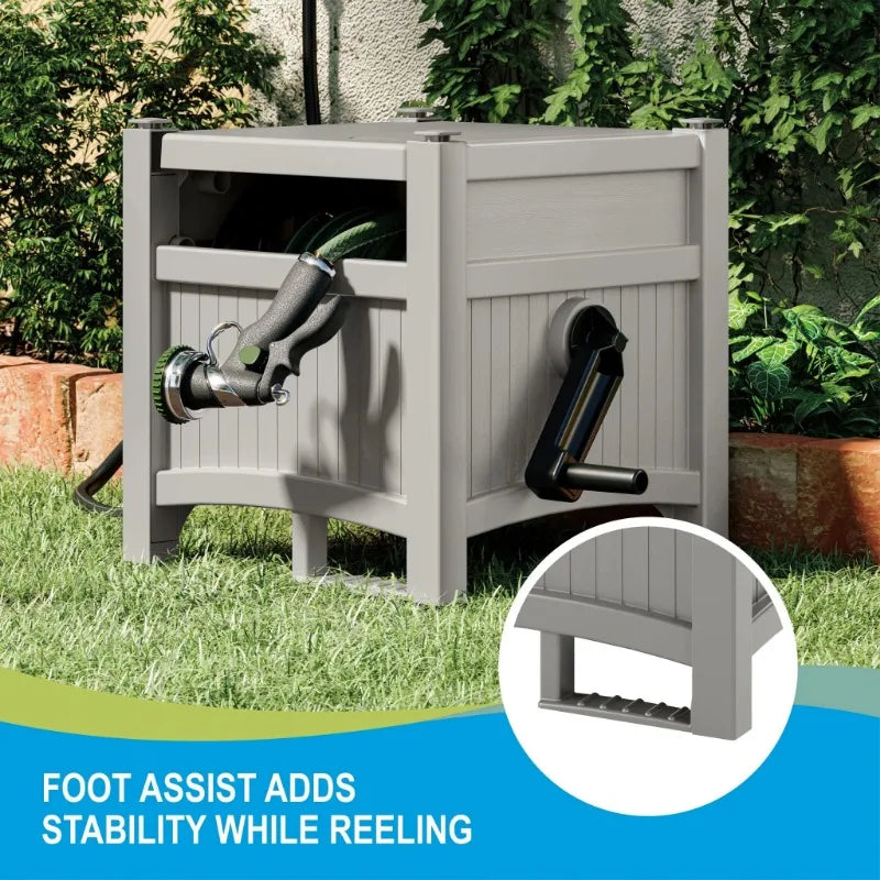 100-foot Hose Hidden Reel, Durable for Patio Garden Backyard Use