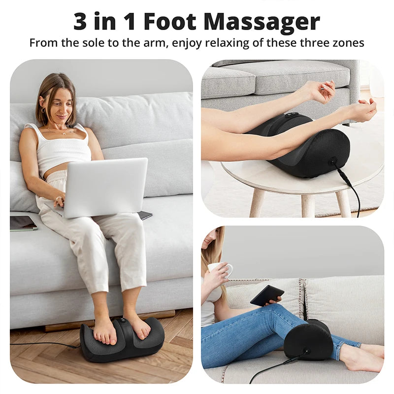 Medcursor Electric Foot Massager Shiatsu Kneading Deep Tissue Relax Heated Roller Calf Pain Relief Fatigue Muscles Vibrator Mach