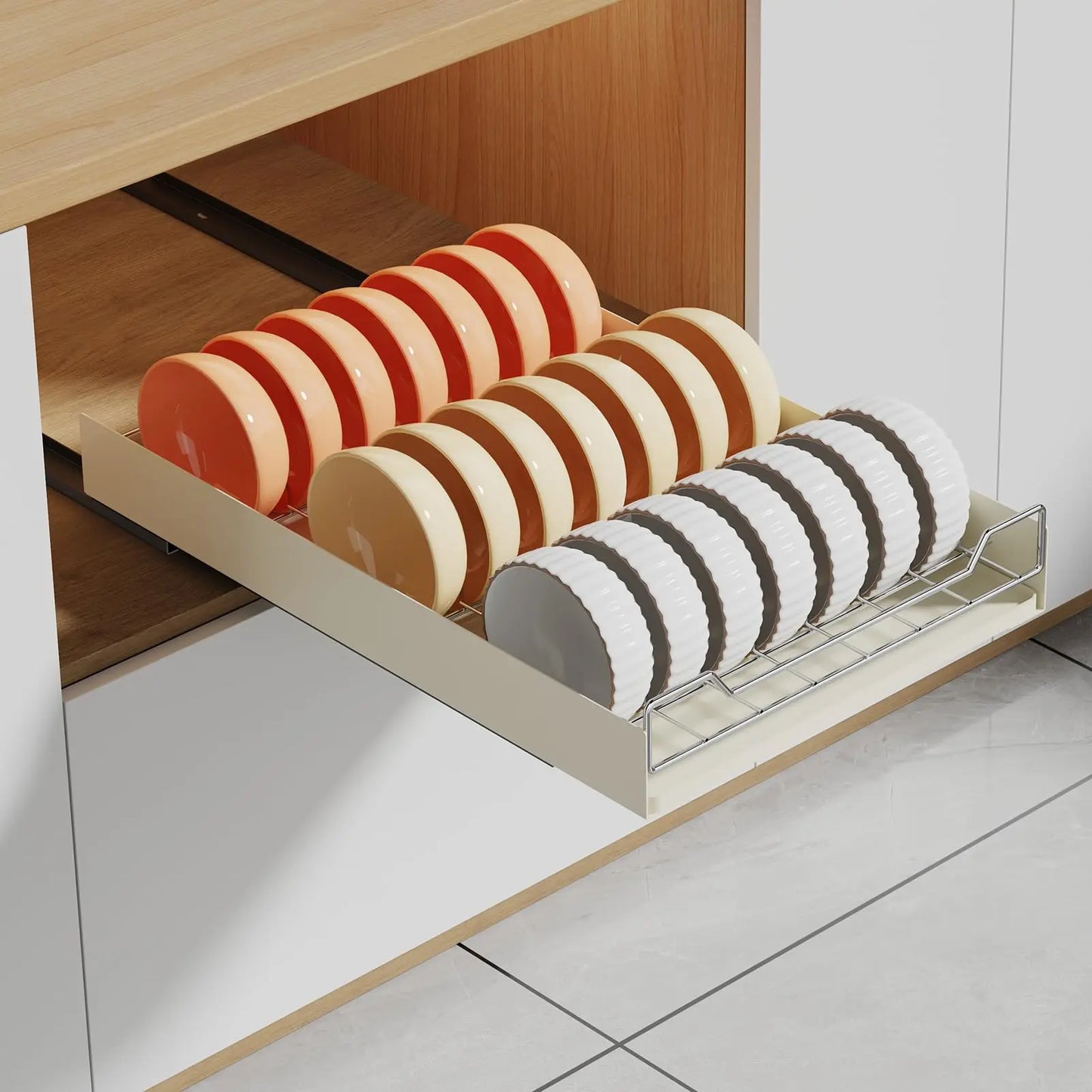Pull Out Cabinet Organizer, Slide Out Dish Drying Rack for Kitchen Cabinets, Pull Out Shelves for Kitchen Under Sink Organizer