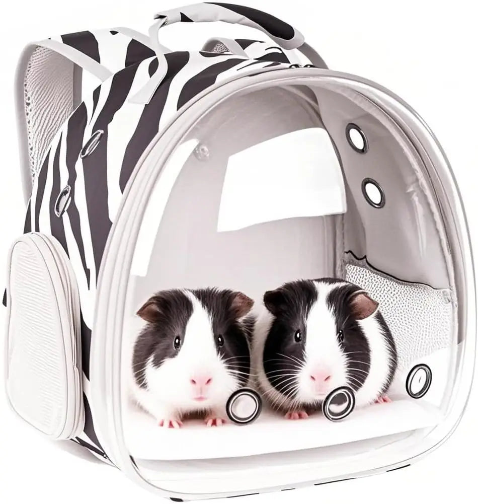 Portable small animal backpack for travel, breathable pet tote bag, cage for guinea pigs, rabbits, dragons, squirrels