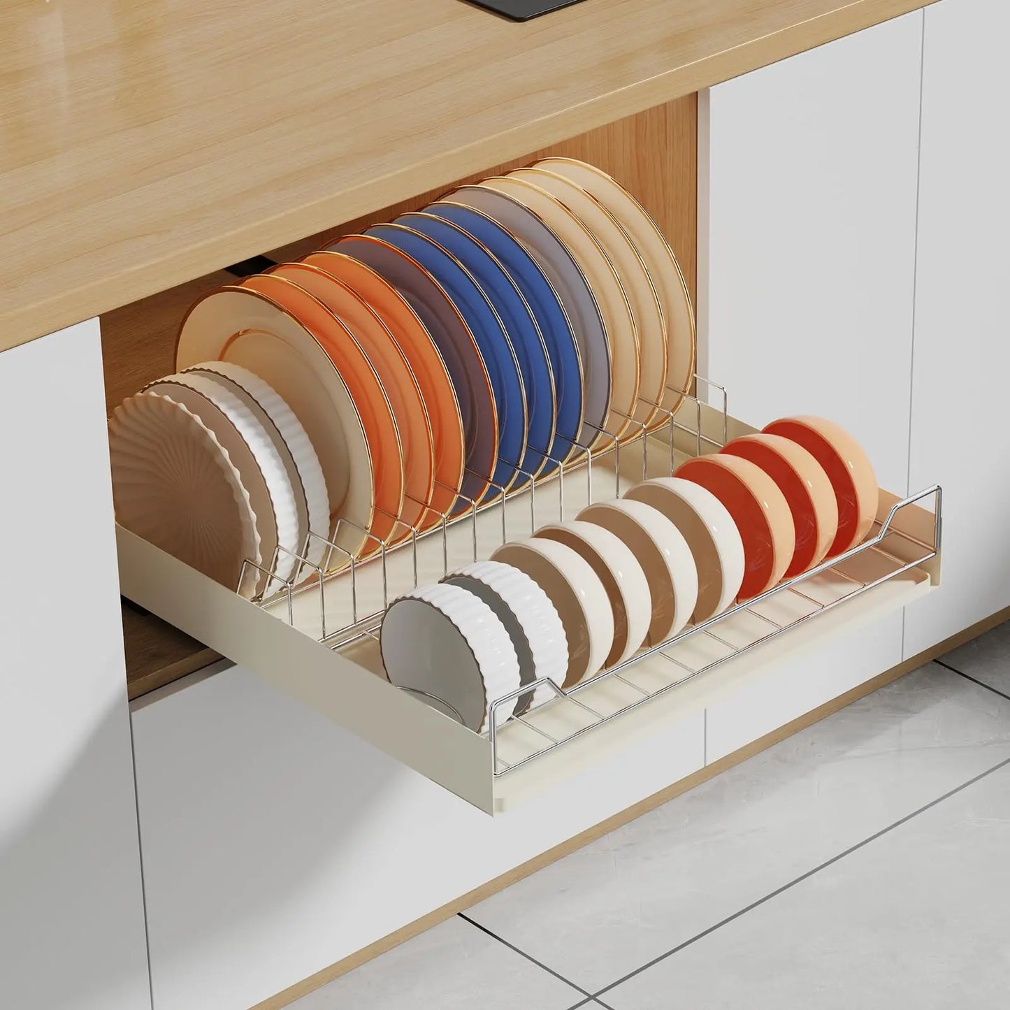 Pull Out Cabinet Organizer, Slide Out Dish Drying Rack for Kitchen Cabinets, Pull Out Shelves for Kitchen Under Sink Organizer