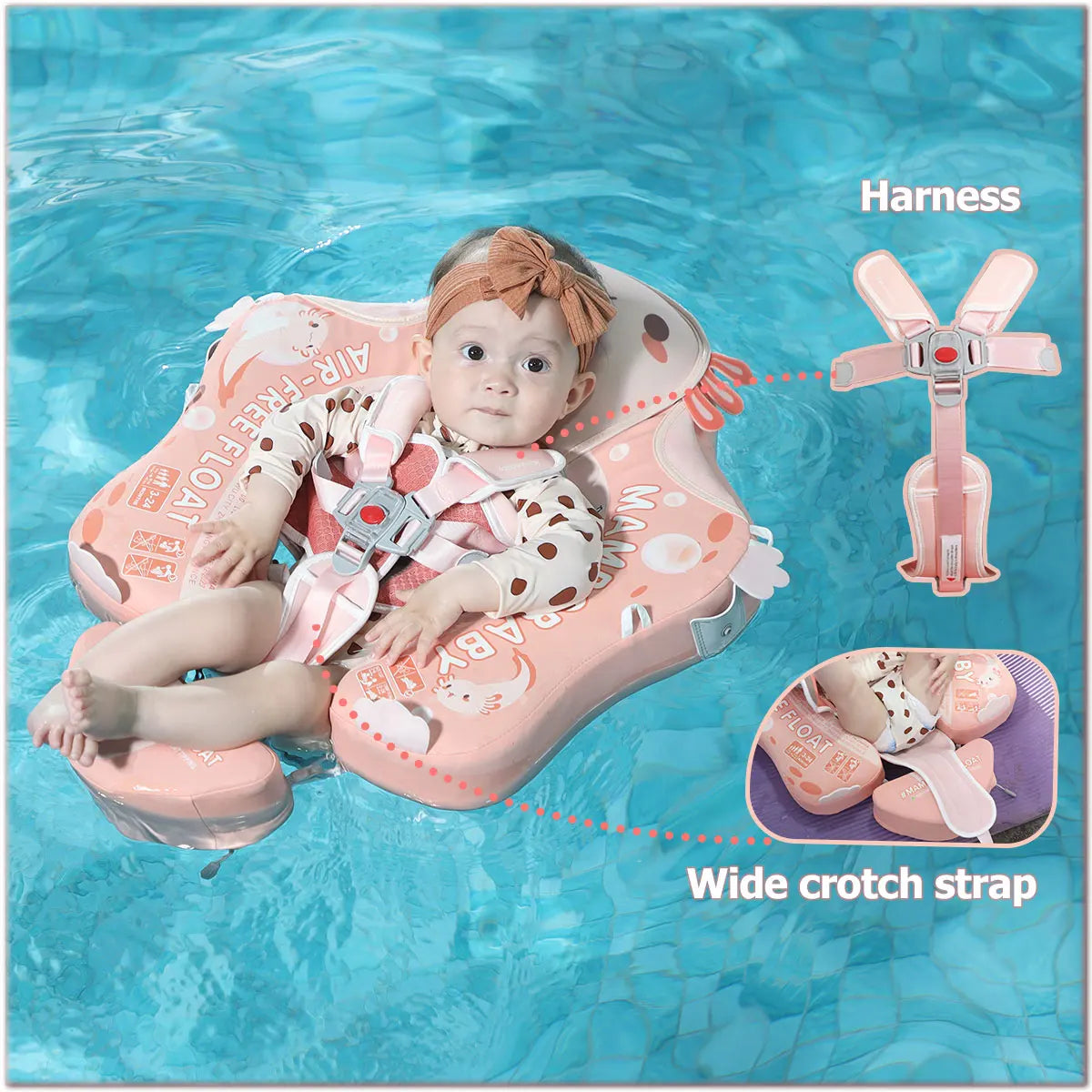 Mambobaby Float Axie Baby Pool Float: Safe & Comfortable Swim Trainer for Infant & Toddler, Non-Inflatable, UV Protection Canopy