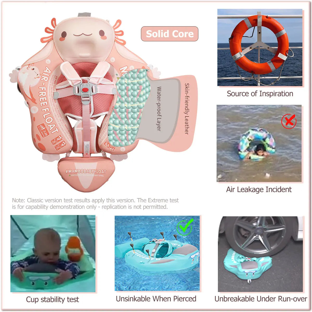 Mambobaby Float Axie Baby Pool Float: Safe & Comfortable Swim Trainer for Infant & Toddler, Non-Inflatable, UV Protection Canopy