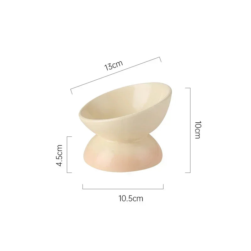 Tilted Cat Puppy Food Cats Feeders Gradient Ceramic Supplies Water Supplies Bowl Raised Eating Pet Dogs Drinking Feeding Small
