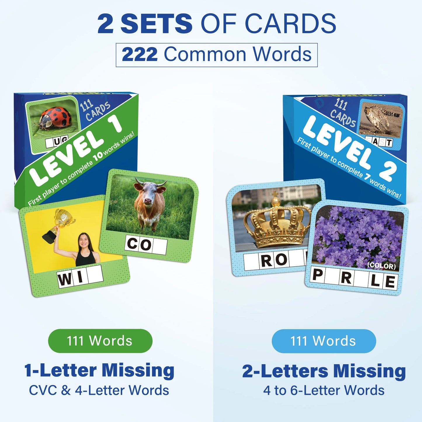 BenBen Spelling Games w/ 224 Flash cards, Learning Games for Kids, Educational Toys for Kindergarten Preschool Classroom