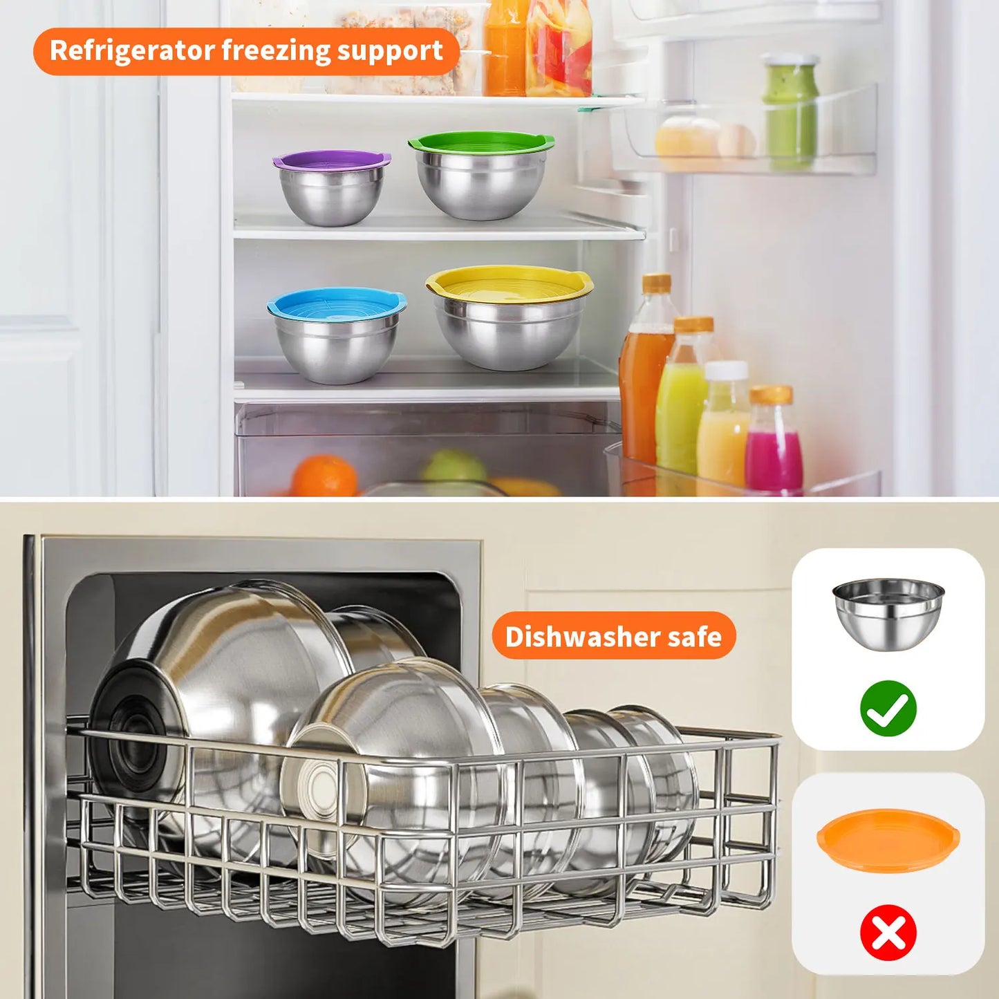 29-Piece Stainless Steel Mixing Bowl Set - Various Sizes Premium Kitchen Essentials for Mixing and Serving - Non-Slip