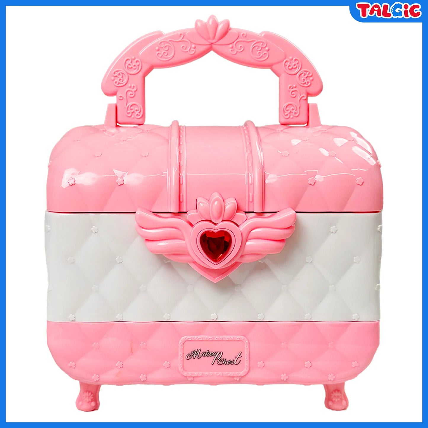 Kids Multi-Layer Foldable Makeup Set - Pretend Play Cosmetic Kit for Girls, Educational and Learning Toy with Storage Box