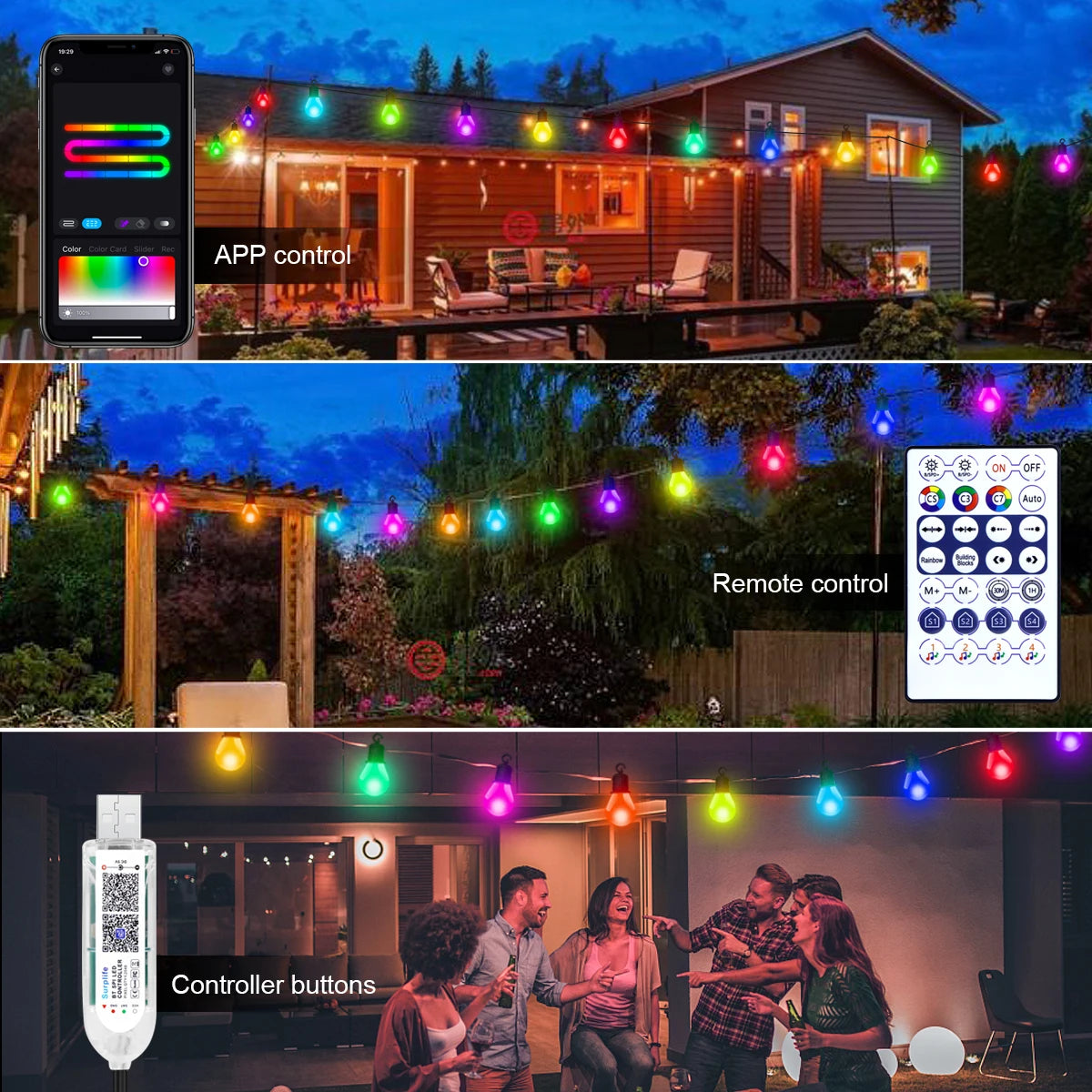 Christmas Decor LED String Light,USB Fairy Lights,Garland Light,Smart App Control,Camping Lamp,Bedroom Outdoor Garden Decoration
