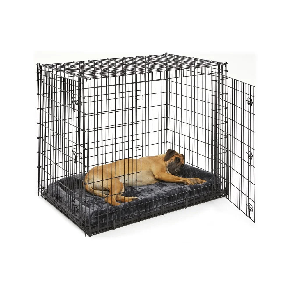 XXL Double Door Durable Metal Wire Dog Crate Large Breeds Great Dane Mastiff St Bernard Heavy Duty Easy Clean Secure Assembly