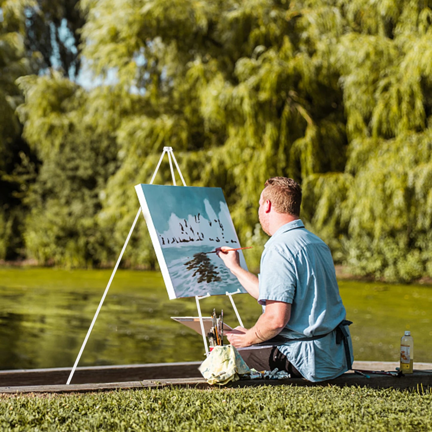 Display Easel Stand,Portable Tripod,63" Foldable,with Storage Bag,for Posters,Paintings,Artwork,etc Exhibitions,2 PC