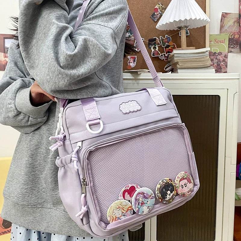 Y2K Japanese Preppy Style Shoulder Crossbody Bag New Nylon School Bags for Teenage Girls Transparent Itabag Backpacks Ita Bag