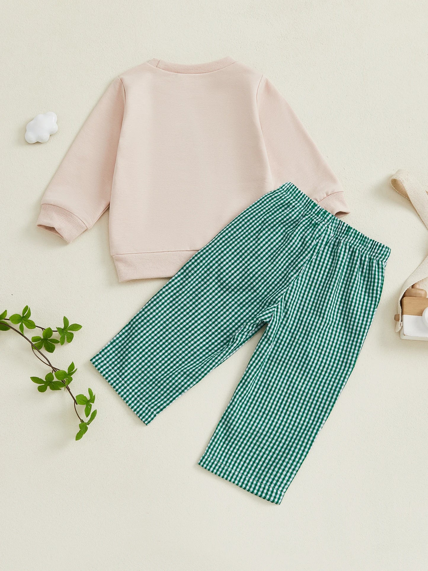 Infant Boy s Cozy Winter Outfit with Cute Animal Embroidery and Plaid Pants - Adorable Farm Theme Clothing for Fall