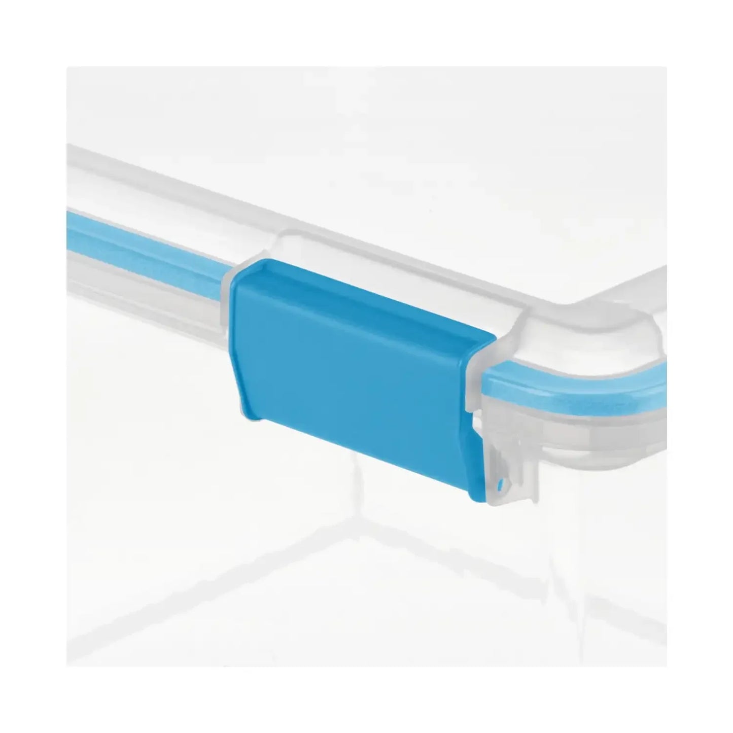 32 Quart Gasket Box, Weather-Resistant Clear Storage Bin with Lid, Blue