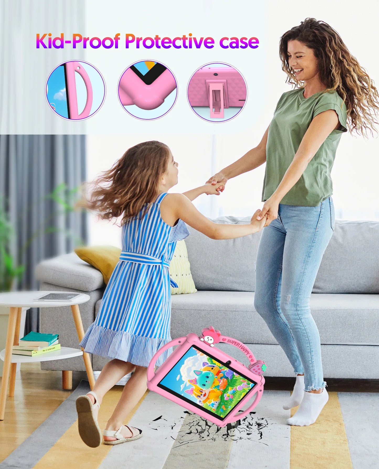 Android 13 tablet, 7-inch children's tablet, quad-core processor, 5G WiFi tablet, 4GB (2G+2G-memory expansion) RAM+32GB ROM, wit