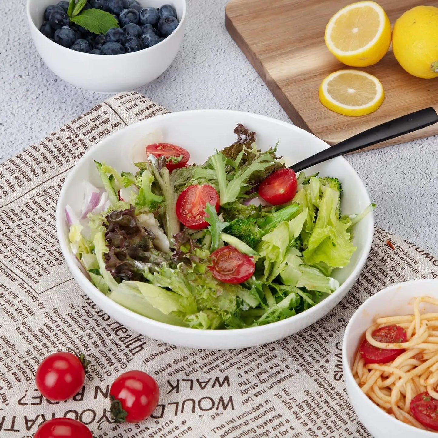 22 Ounce Porcelain Pasta Bowls Set 6 Pack Premium Ceramic Large Capacity Plates for Salad and Soup, Serving Bowl,Dishwasher Safe