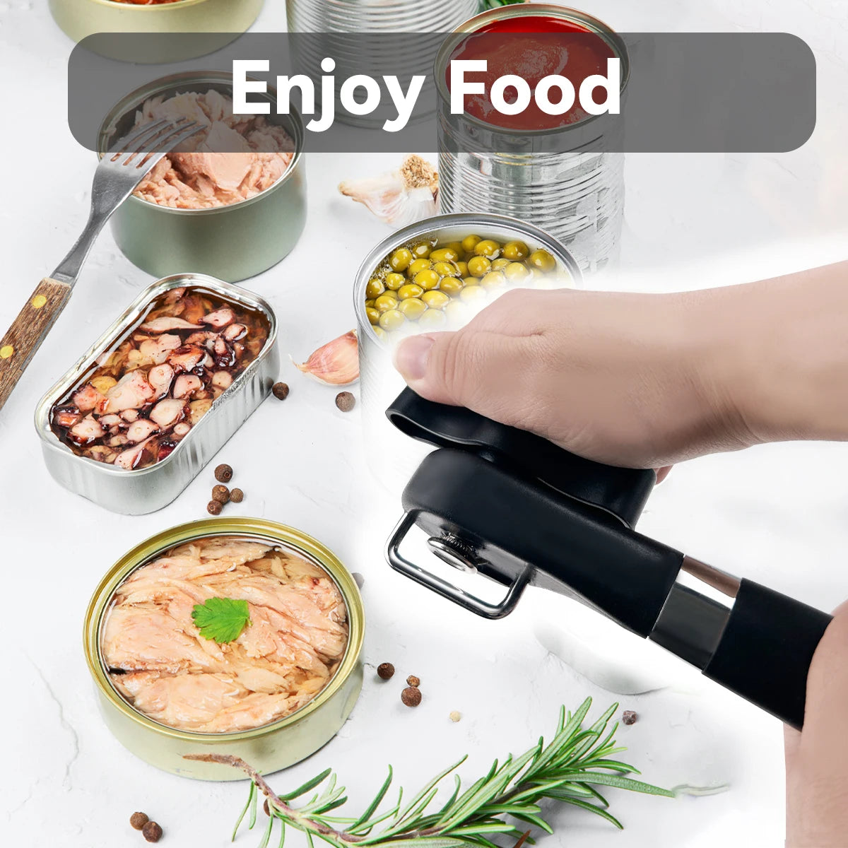 Safe Cut Can Opener Food Grade Stainless Steel Cutting Can Opener Smooth Edge Can Opener handheld for Kitchen & Restaurant