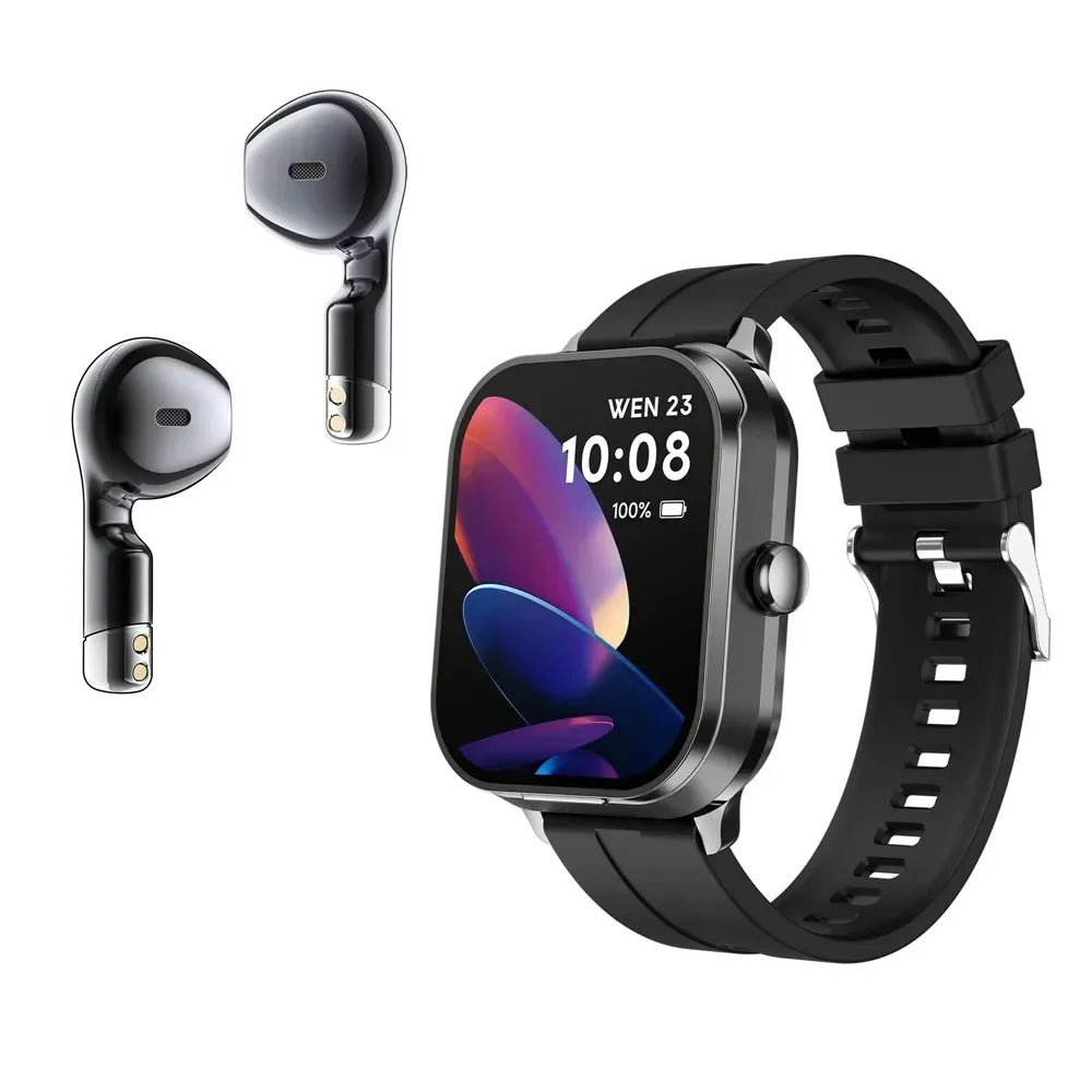 New 2-In-1 Smart Watch With Ear Buds For Men 2 Inch NFC Wireless Call Fitness Music Control For Huawei Smartphone