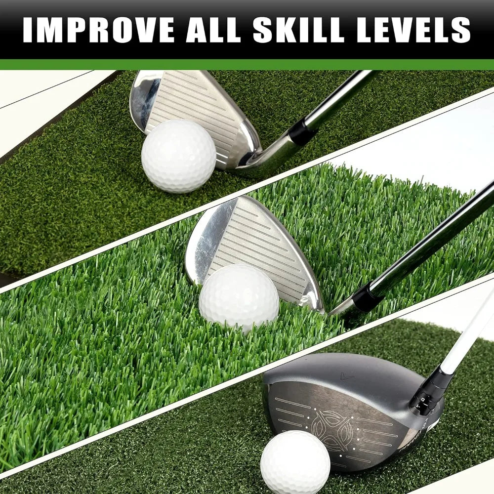 Professional Tri-Turf Golf Hitting Mat | Heavy Duty Rubber Backing Practice Mat Ideal for Indoor and Outdoor  Artificial Lawn