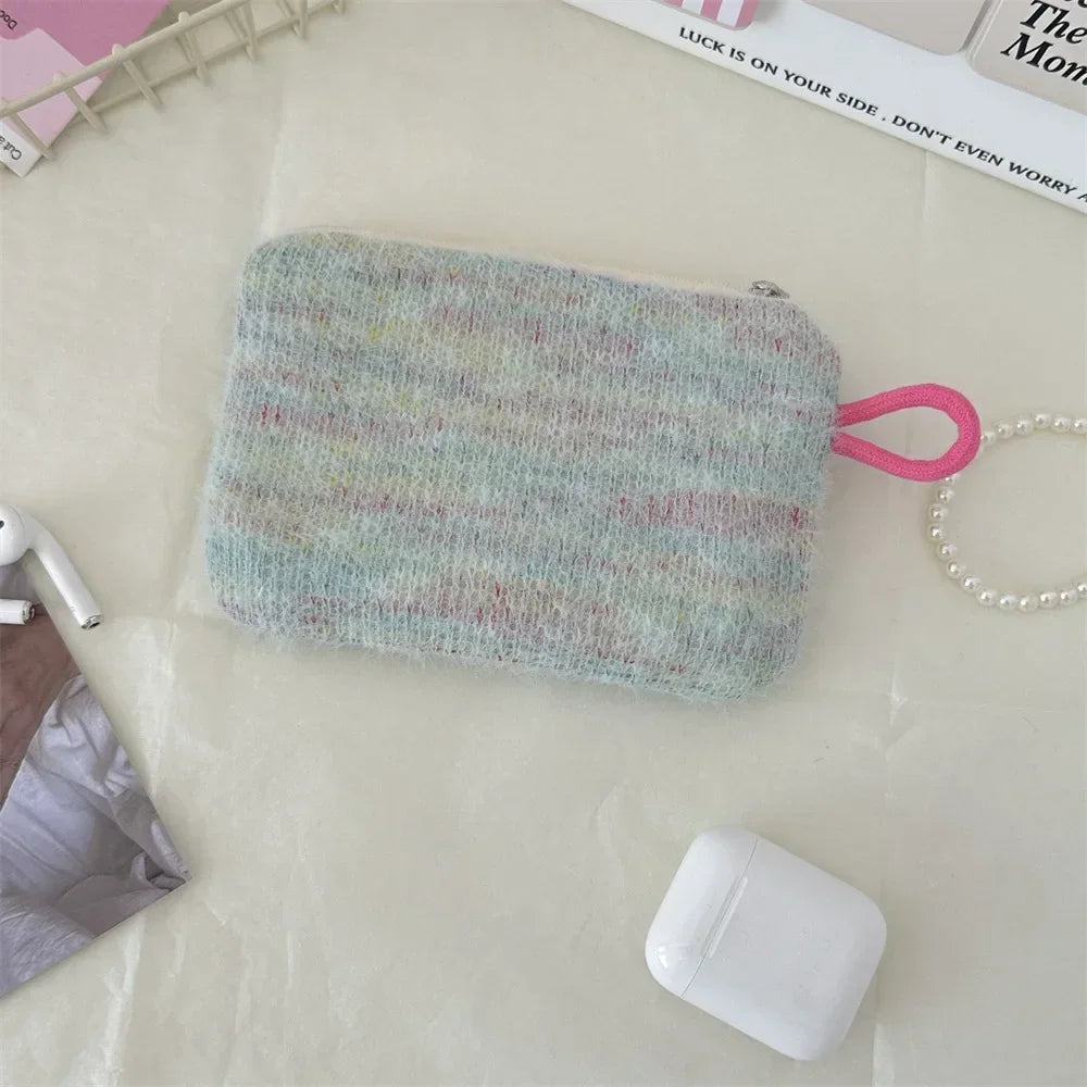 Heart Printed Cute Small Lipstick Cosmetic Bag Travel Makeup Organizer Toiletry Storage Bag Pouch Card Holder Purse Bags