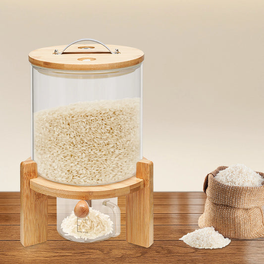 5L Cereal Dispenser for Pantry Organization and Storage with Round Base+valve+cup Cereal Containers Storage