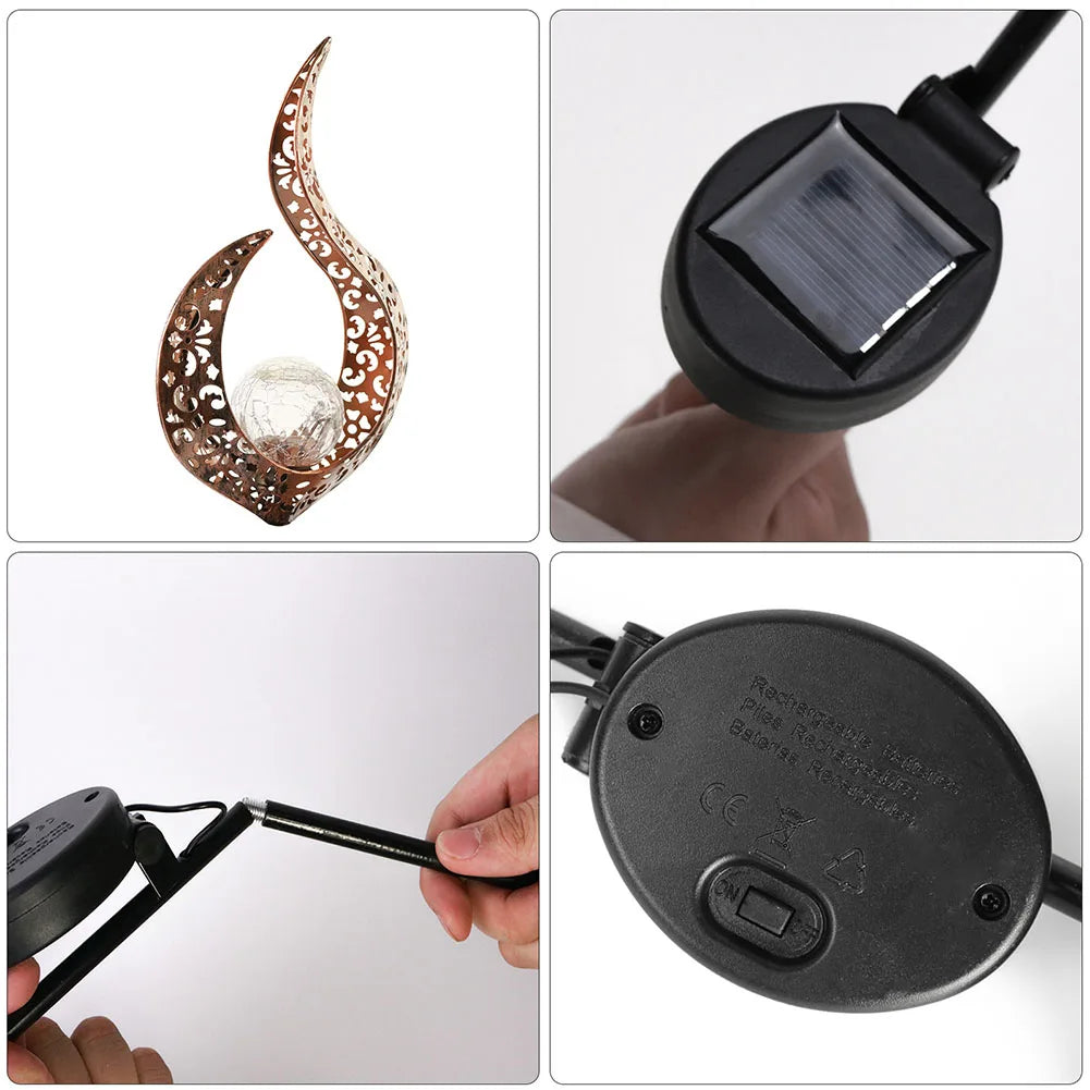 Solar LED Light for Courtyard Garden Lawn Metal Decoration Outdoor Ground Plug Lamp