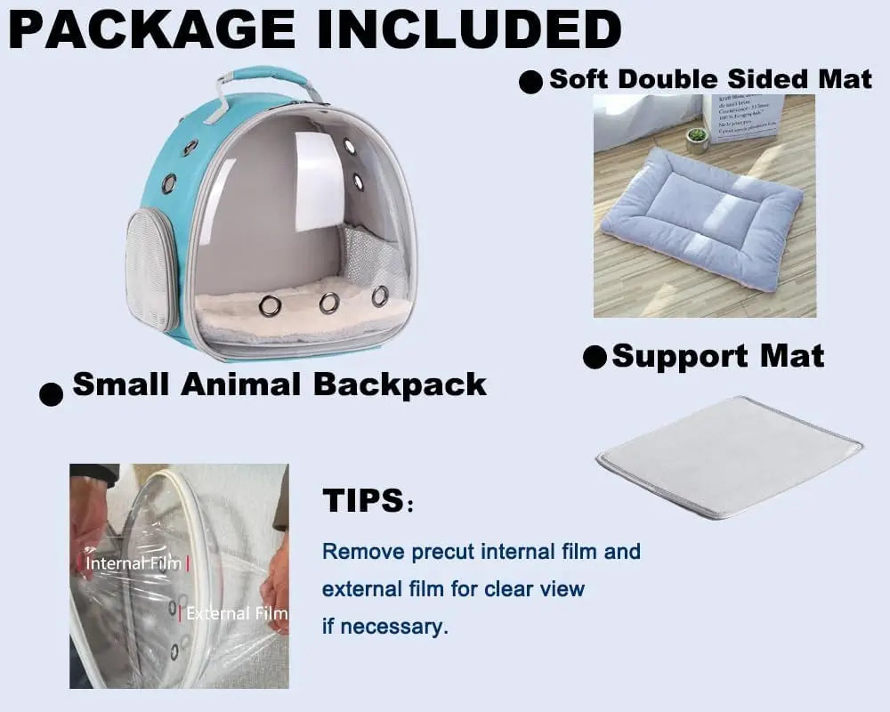 Portable small animal backpack for travel, breathable pet tote bag, cage for guinea pigs, rabbits, dragons, squirrels