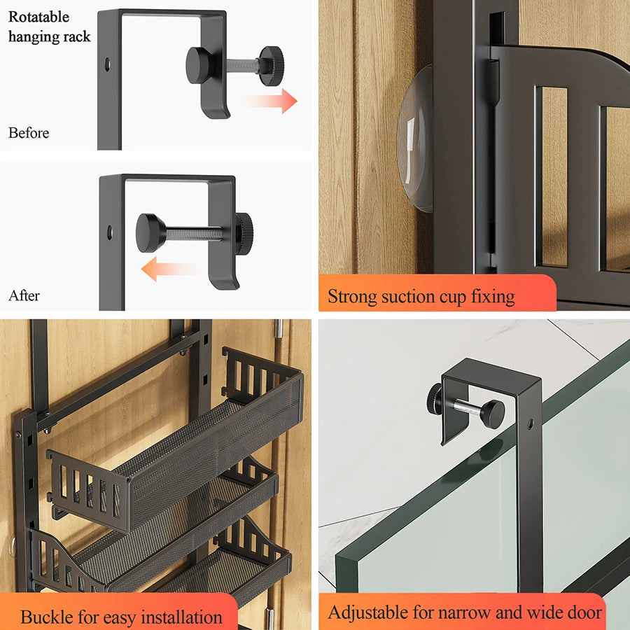 Over The Door Pantry Organizer, 10-Tier Pantry Door Hanging Heavy-Duty Carbon Steel Storage Rack Can Organizer For Kitchen Spice
