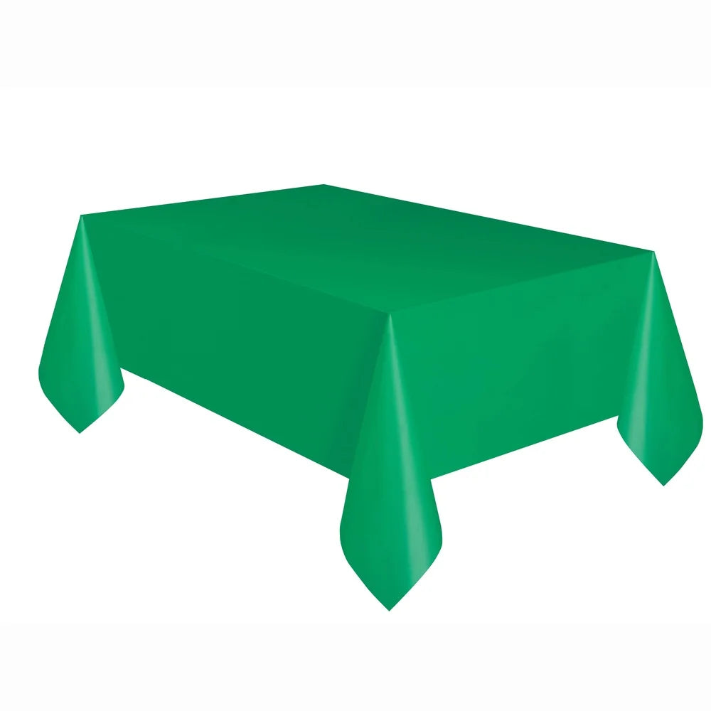 6 Pack 54 x 108 Inch Green Plastic Table Covers Waterproof Disposable Party Decorations Ideal Birthdays Events Easy Cleanup