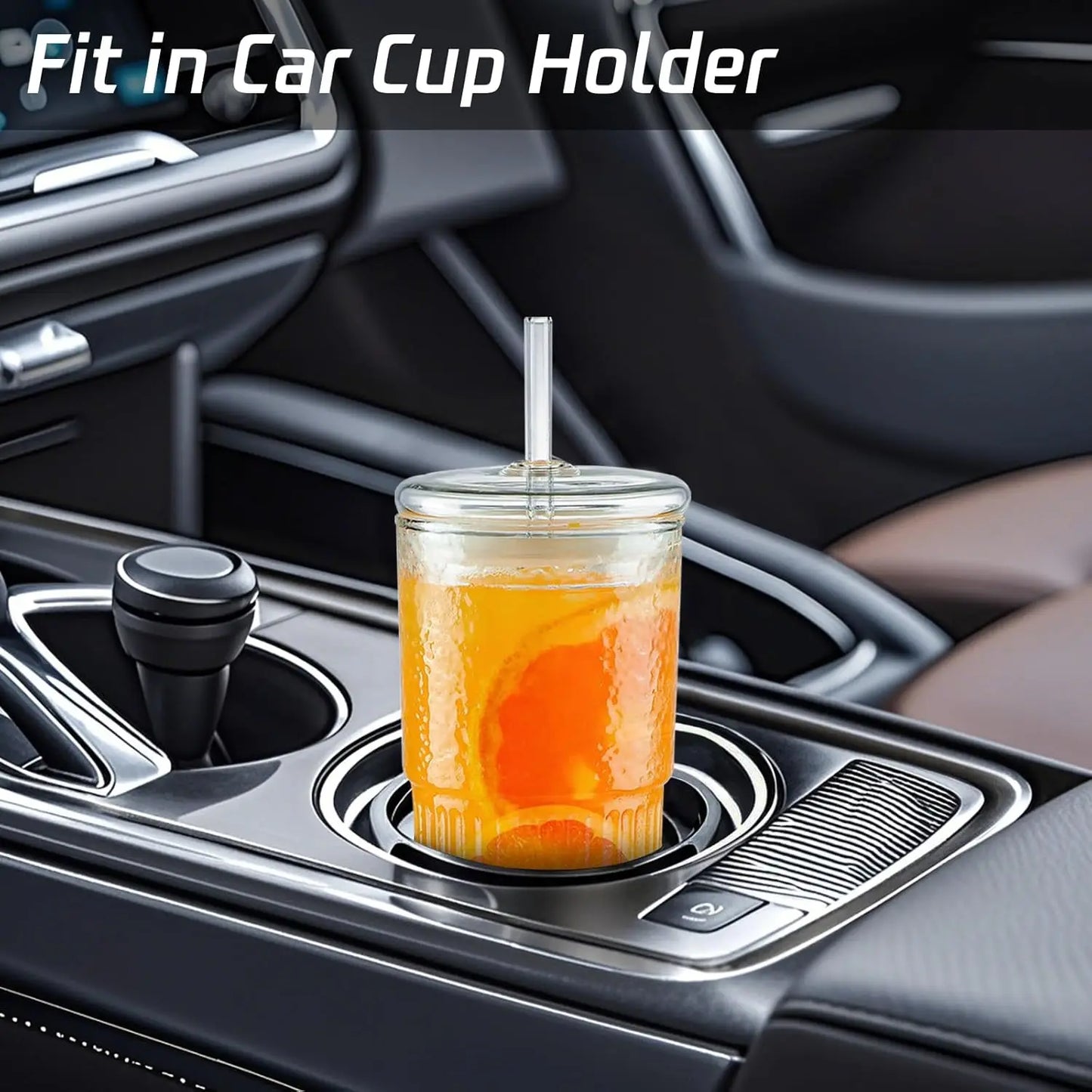 2 pieces, 22oz/650ml, with lid, straw, straw brush, reusable transparent glass cup, suitable for water, tea and beverages, porta