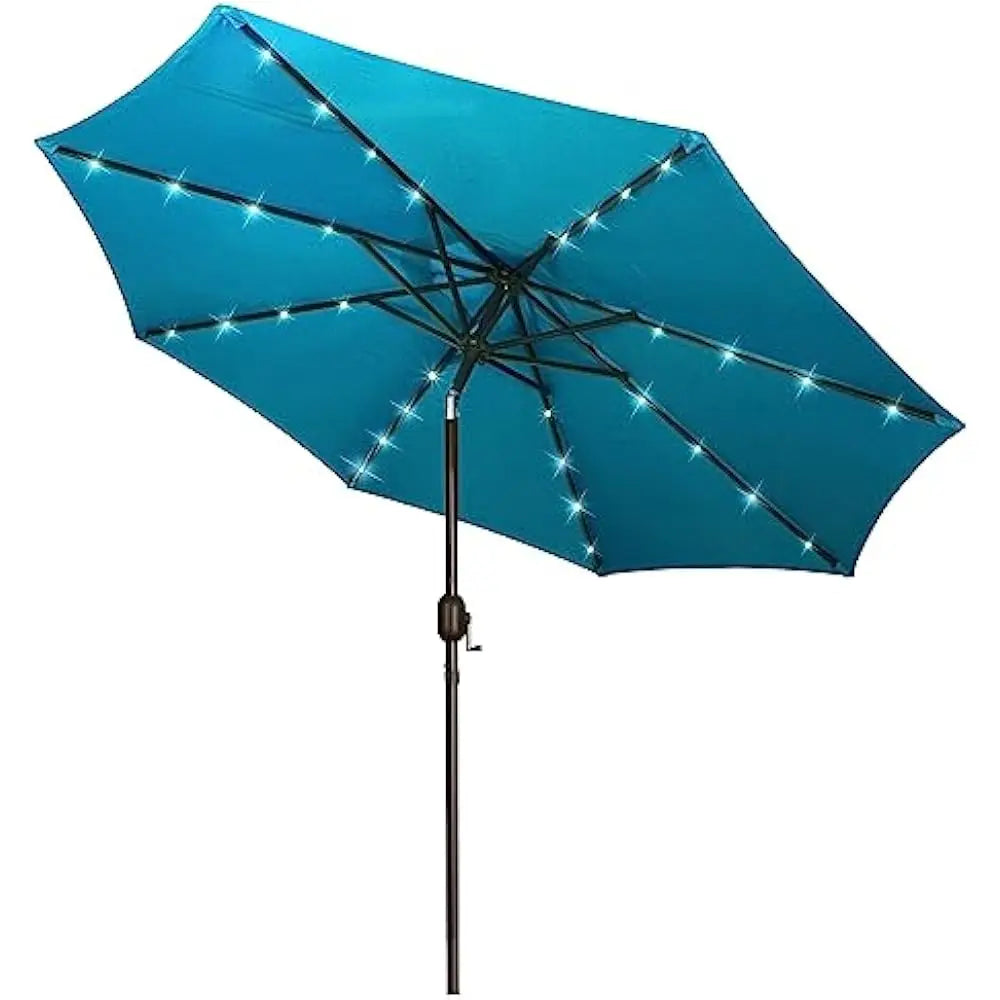 Lighted Patio Umbrella, Table Market Umbrella, Outdoor Umbrella for Garden, Deck, Backyard, Pool and Beach，9 Ft