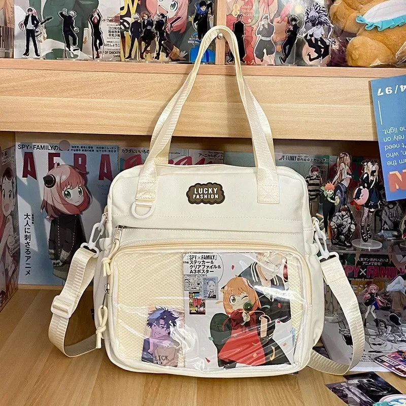 Y2K Japanese Preppy Style Shoulder Crossbody Bag New Nylon School Bags for Teenage Girls Transparent Itabag Backpacks Ita Bag