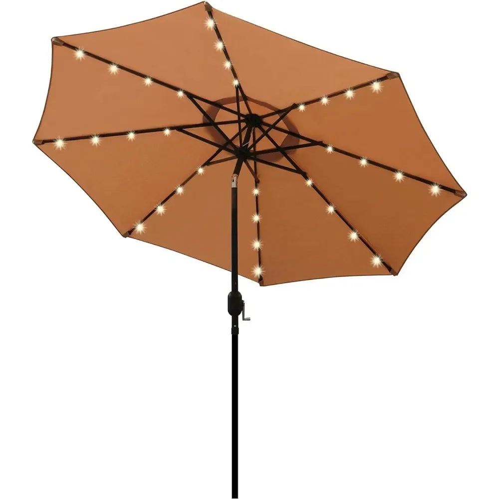 Lighted Patio Umbrella, Table Market Umbrella, Outdoor Umbrella for Garden, Deck, Backyard, Pool and Beach，9 Ft