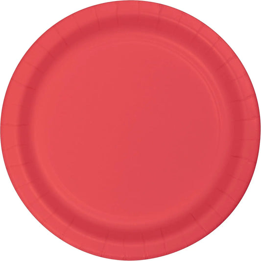 Touch of Color 24 Count 6.75" Lunch Plate, Coral