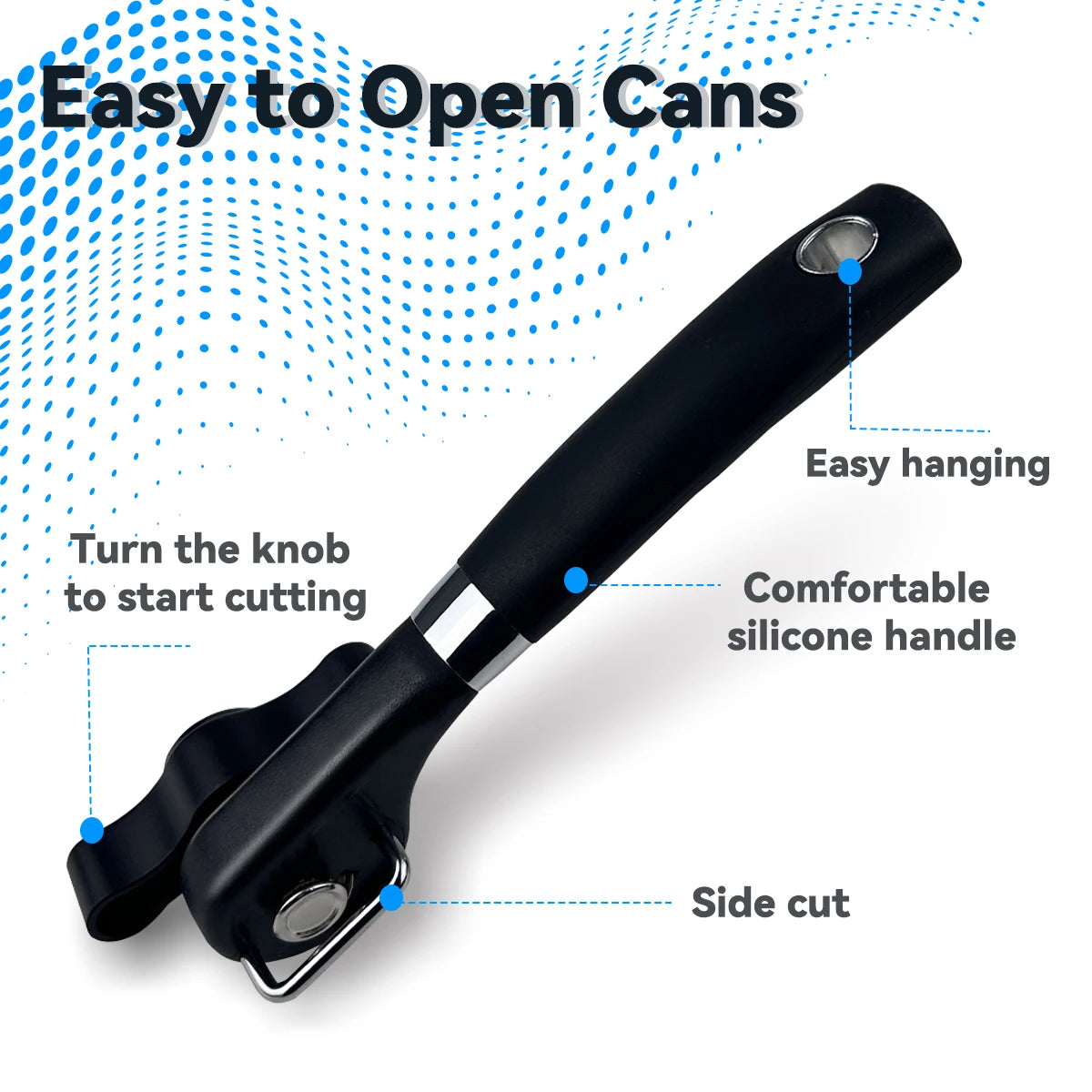 Safe Cut Can Opener Food Grade Stainless Steel Cutting Can Opener Smooth Edge Can Opener handheld for Kitchen & Restaurant