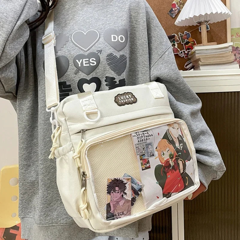 Y2K Japanese Preppy Style Shoulder Crossbody Bag New Nylon School Bags for Teenage Girls Transparent Itabag Backpacks Ita Bag