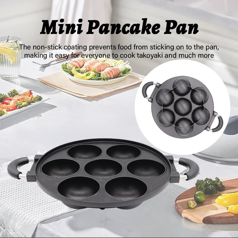 7 Hole Cooking Cake Pan Cast Iron Omelette Pan Non-Stick Cooking Pot Breakfast Egg Cooker Cake Mold Kitchen Cookware Home
