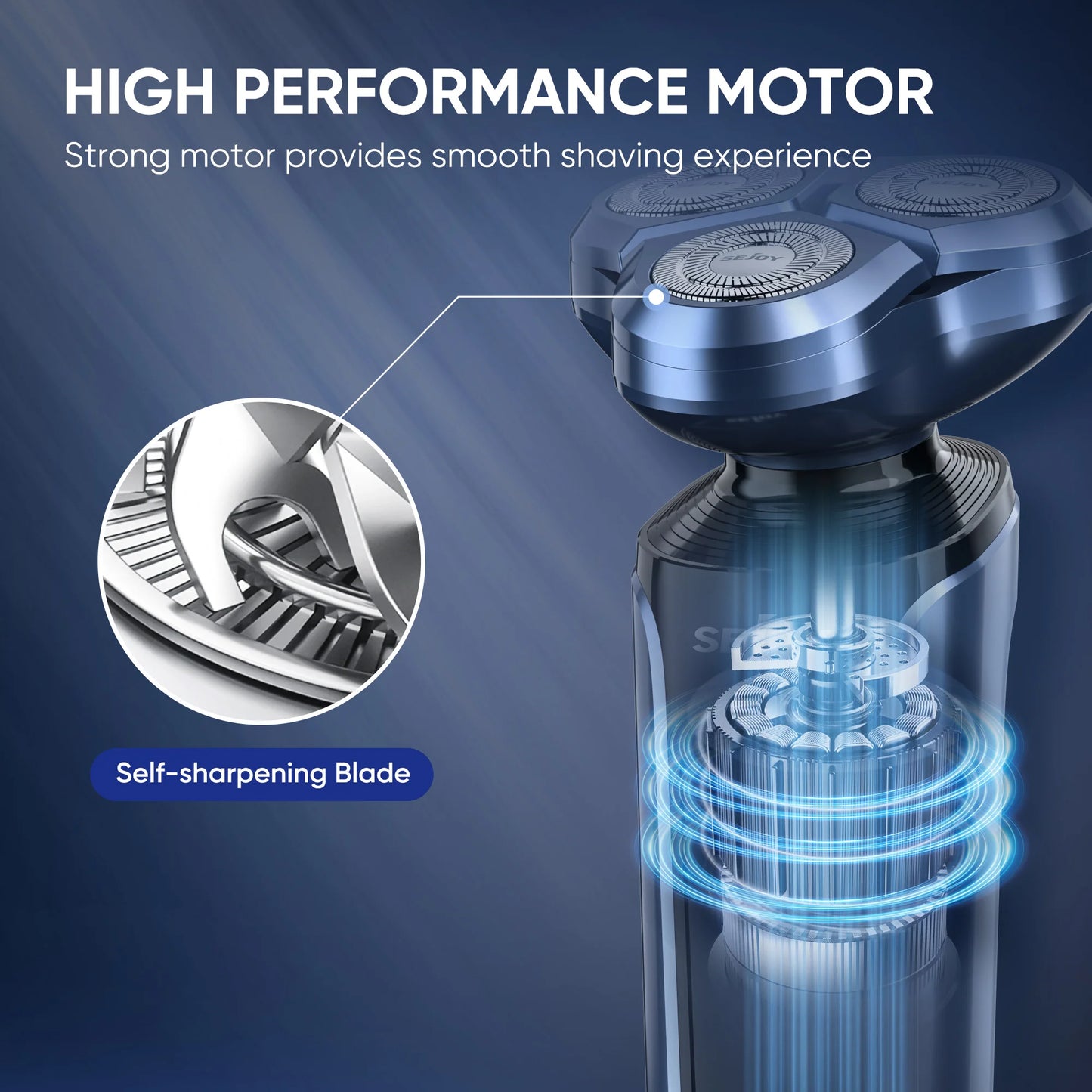 SEJOY Rotary Electric Shaver Kit Rechargeable Multi-function Beard Shaving Nose Hair Trimmer Three-head Floating Razor