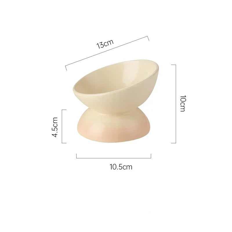 Tilted Cat Puppy Food Cats Feeders Gradient Ceramic Supplies Water Supplies Bowl Raised Eating Pet Dogs Drinking Feeding Small