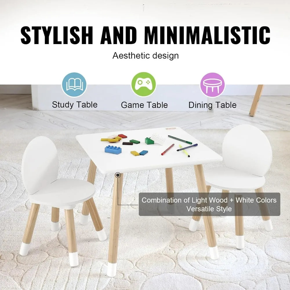 Kids Table and Chairs, Toddler Table and Chair Set, Children Wooden Multi-Activity Table for Play, Art, Craft, Reading, Learnin
