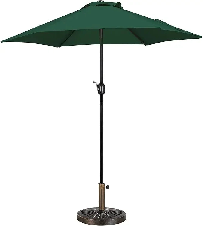 7.5FT Garden Table Umbrella with 30lb Patio Umbrella Base, Patio Market Umbrella with Push Button Tilt, Crank and 6 Sturdy Ribs