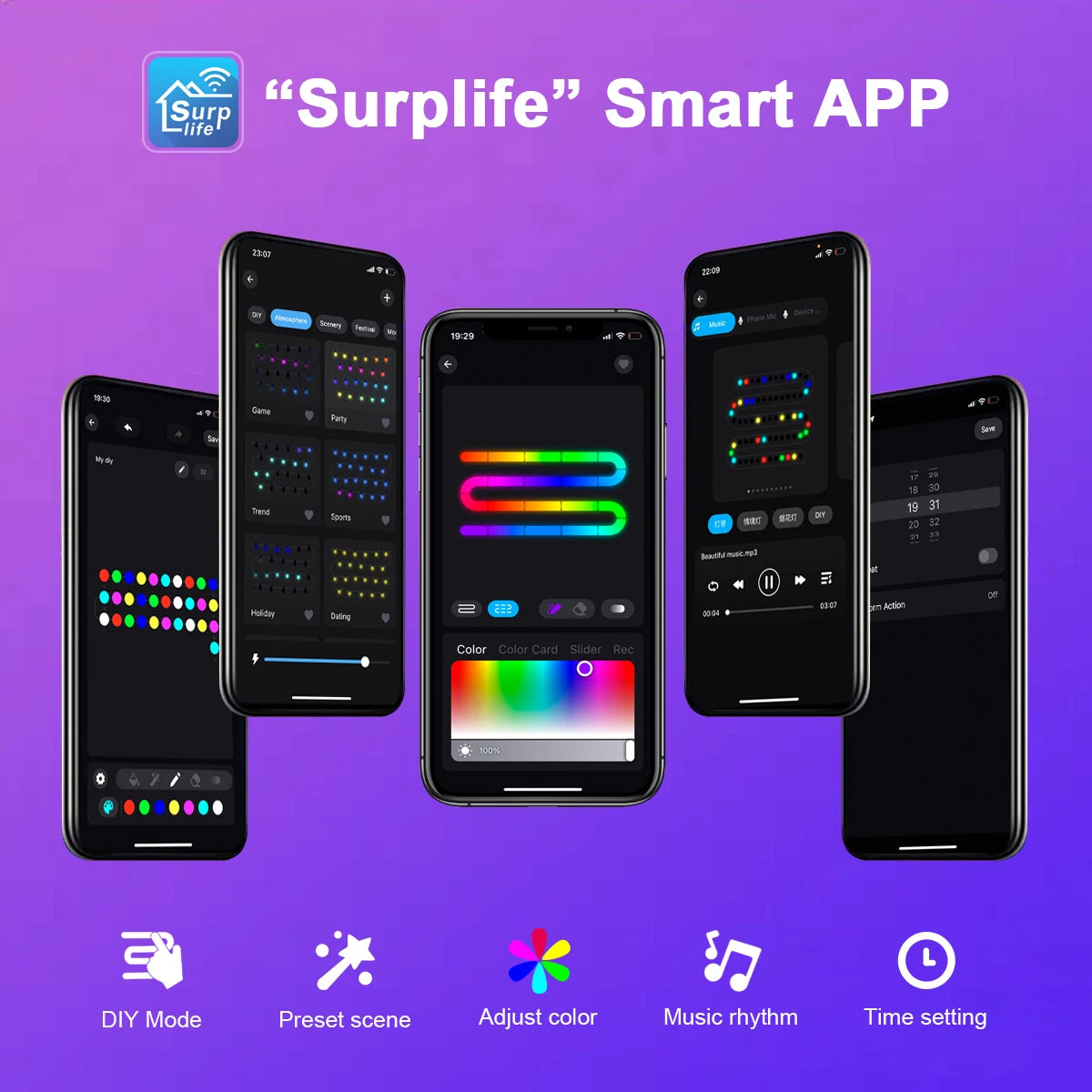 Christmas Decor LED String Light,USB Fairy Lights,Garland Light,Smart App Control,Camping Lamp,Bedroom Outdoor Garden Decoration