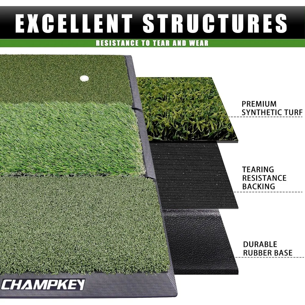 Professional Tri-Turf Golf Hitting Mat | Heavy Duty Rubber Backing Practice Mat Ideal for Indoor and Outdoor  Artificial Lawn