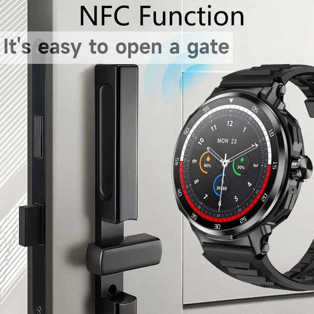 Smart Watch for Men with Hidden Earbuds Wireless Calling Fitness Tracker NFC Waterproof Heart Rate Monitor