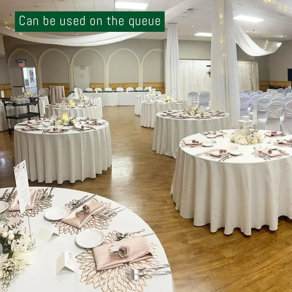 10 Pack Round Tablecloth White 120 Inch, Stain Resistant and Wrinkle Polyester Table Cloth, Washable Table Cover