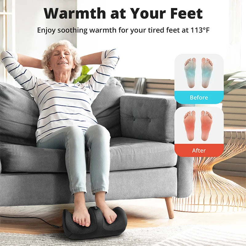 Medcursor Electric Foot Massager Shiatsu Kneading Deep Tissue Relax Heated Roller Calf Pain Relief Fatigue Muscles Vibrator Mach