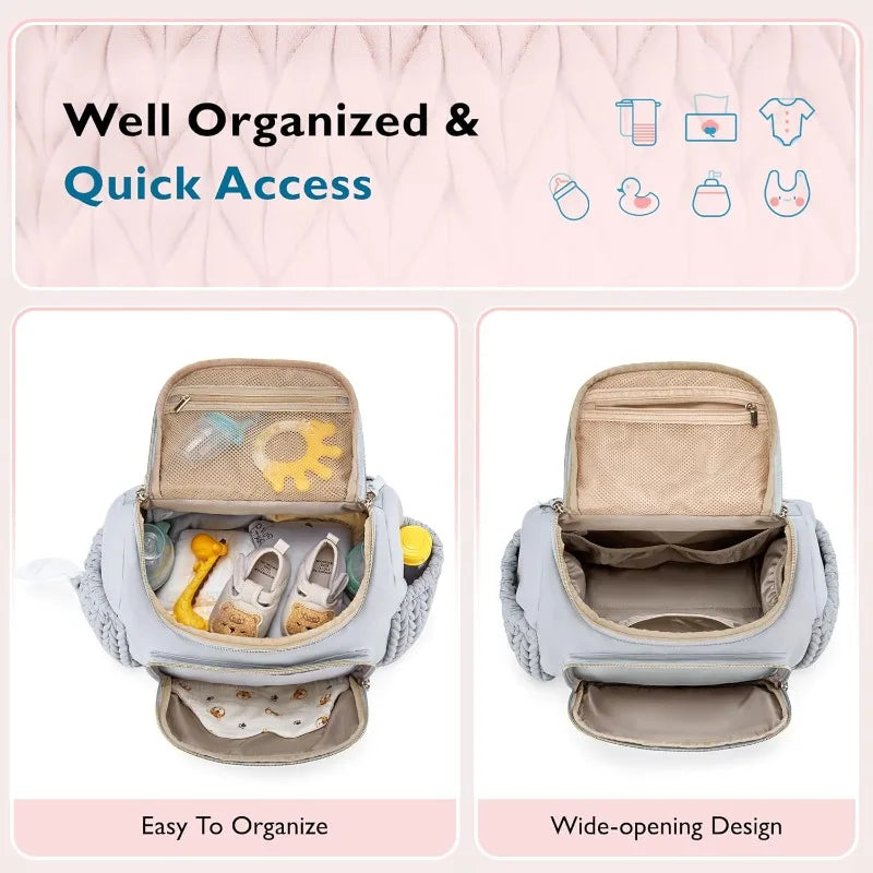 Bag Small Diaper Backpack Stylish Baby Travel Backpacks with Insulated Pockets, Changing Pad, Stroller Straps