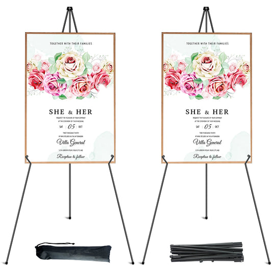Display Easel Stand,Portable Tripod,63" Foldable,with Storage Bag,for Posters,Paintings,Artwork,etc Exhibitions,2 PC