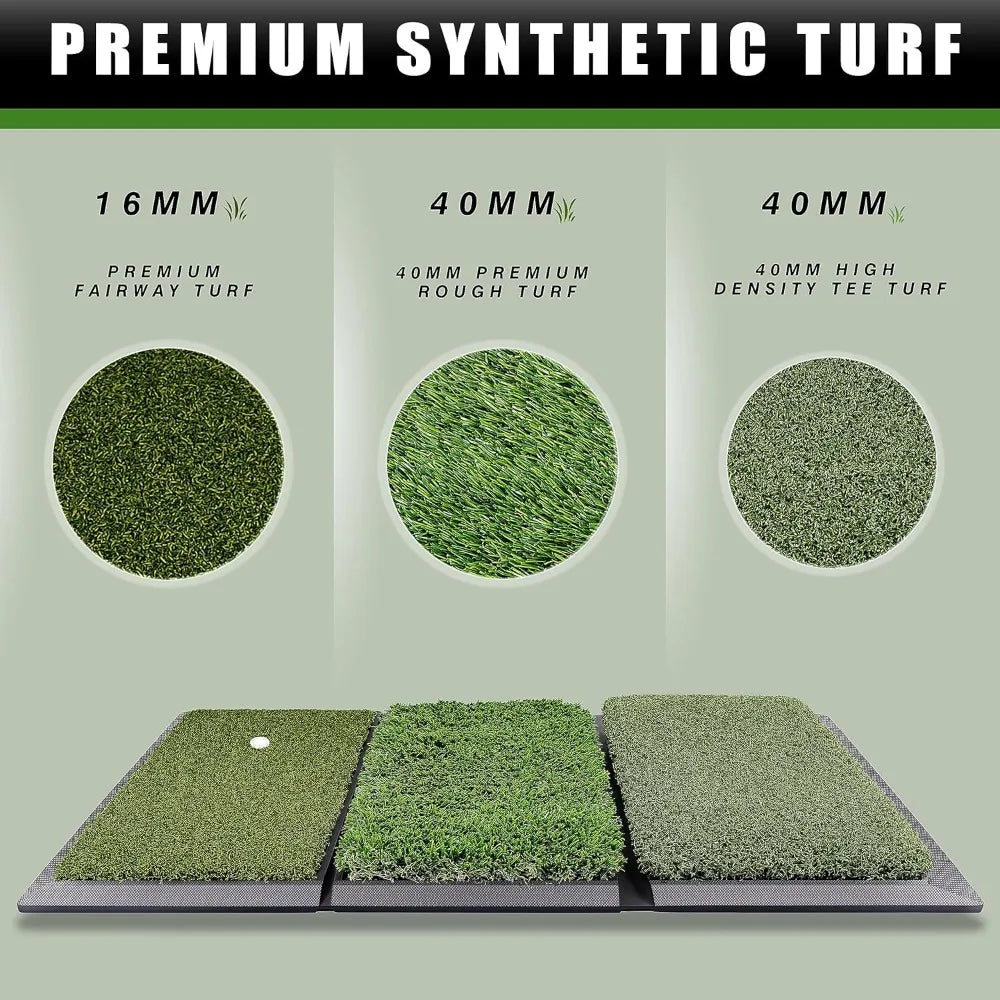 Professional Tri-Turf Golf Hitting Mat | Heavy Duty Rubber Backing Practice Mat Ideal for Indoor and Outdoor  Artificial Lawn