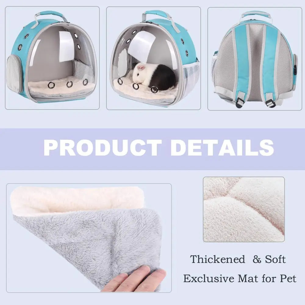 Portable small animal backpack for travel, breathable pet tote bag, cage for guinea pigs, rabbits, dragons, squirrels