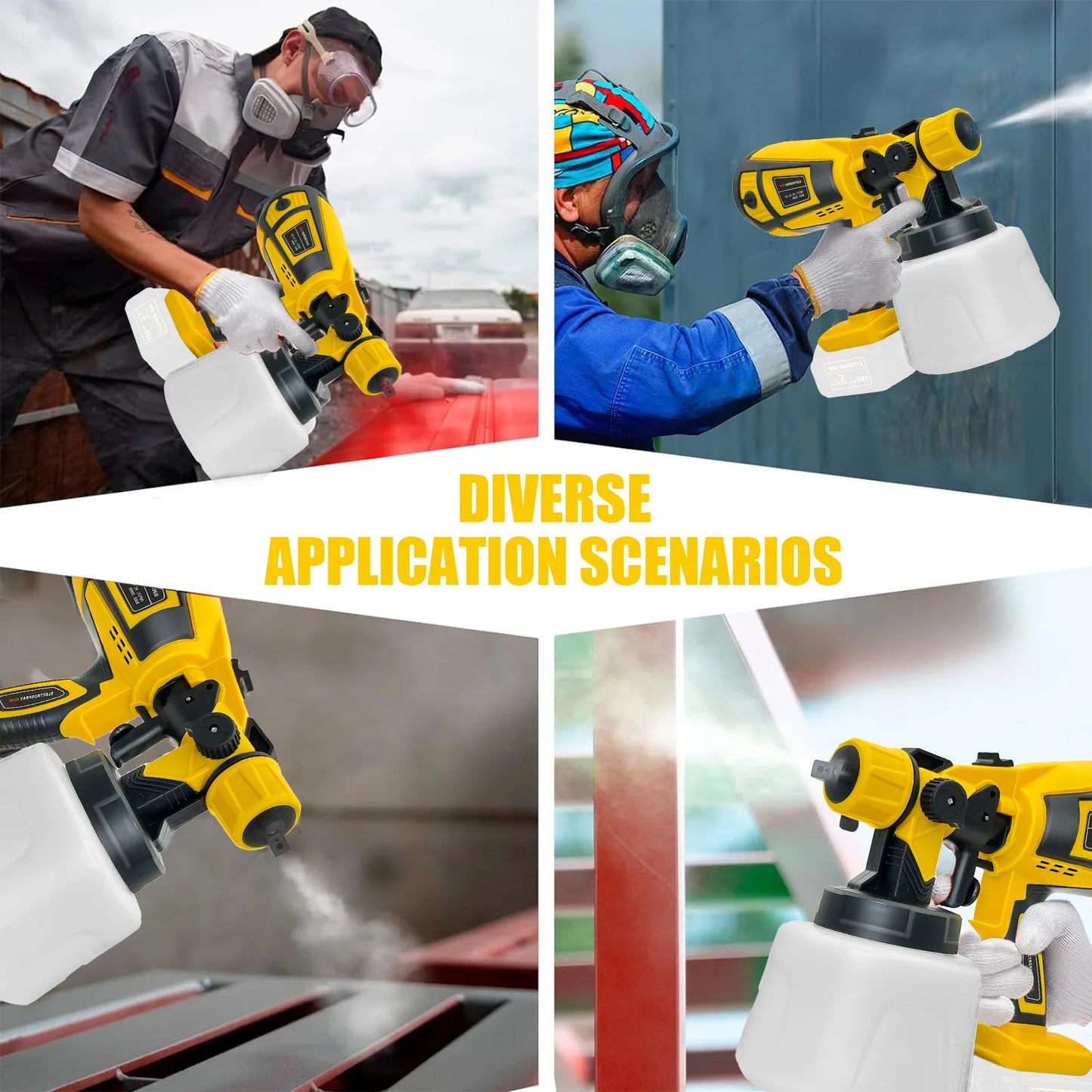 Cordless Paint Sprayer Replace For Dewalt 18V 20v Battery Airless Spray Gun Fence Cars 2.5mm Tool Only